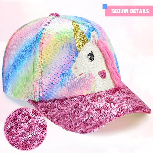 Kids Baseball Hat Baby Girls Unicorn Baseball Cap Girls Snapback Cap Pink Ball Cap for Girls Adjustable Trucker Cap for Kids3