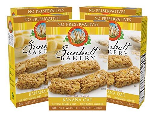 Sunbelt BakeryBanana Oat Chewy Granola Bars, 50-0.9 OZ Bars (5 Boxes)