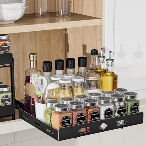 BOIVSHI Pull Out Spice Rack Organizer for Cabinet, 1 Tier He