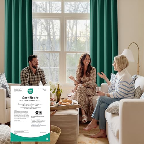 Image of RYB HOME Bedroom Blackout Curtains 63 inches Long, 100% Blackout Thermal Insulated Noise Reducing Back Tab Curtains for Living Room Nursury, 42 inches Wide by 63 inches Long, Dark Green