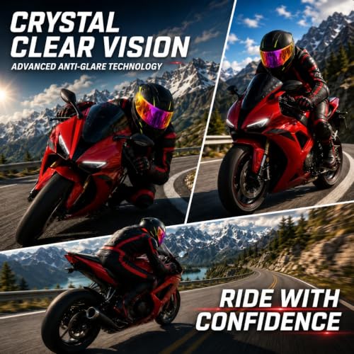 Image of PSLER Shatterproof Motorcycle Helmet Visor for i90 HJ-33,Deep Rose Red | Impact-Resistant ,UV400 Protection, Motorcycle Tinted Face Shield for i90 HJ-33,Visor Replacement