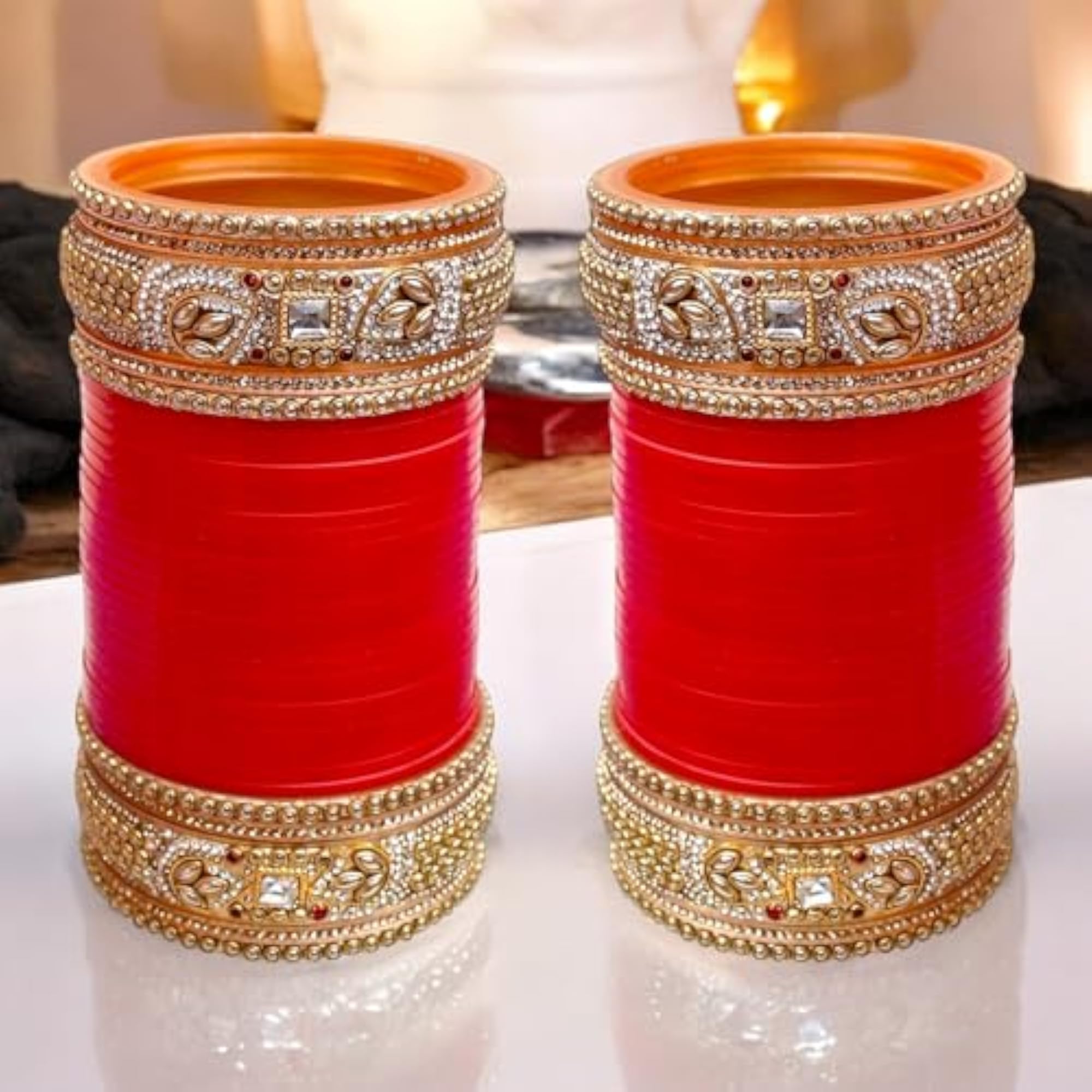 Bridal Bangle Set for Women, Red Designer Chura