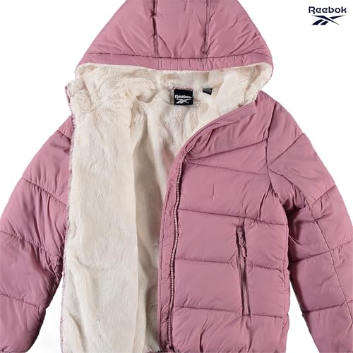 Image of Reebok Girls Winter Coat - Heavyweight Quilted Sherpa Lined Parka Puffer Jacket - Warm Winter Jackets for Girls
