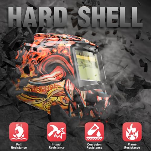 Image of YESWELDER Auto Darkening Welding Helmet, Blue Light Blocking, 1 /1 /1 /1 True Color Solar Powered Welding Hood with 2 Arc Sensors, Wide Shade 3.5 /9-14 Welder Mask for TIG MIG ARC and Grind