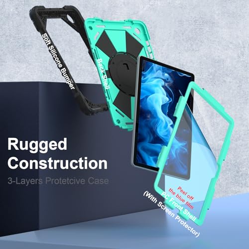 Image of Nitupai for Samsung Galaxy Tab A11+ Plus / A9+ Case 2025 /2023 11 Inch, Mint | Rugged Galaxy Tab A11+ Case Samsung A9 Plus Cover with 360 Rotating Stand, Hand Strap, Shoulder Strap, Screen Protector