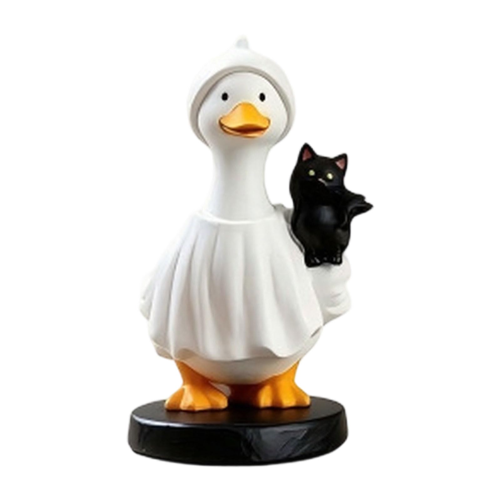 Quoravel Halloween Goose Figurine, Witch Hat Geese Resin Ornament, Cute Ghost Goose Statue for Tabletop Mantel Shelf Holiday Decoration B