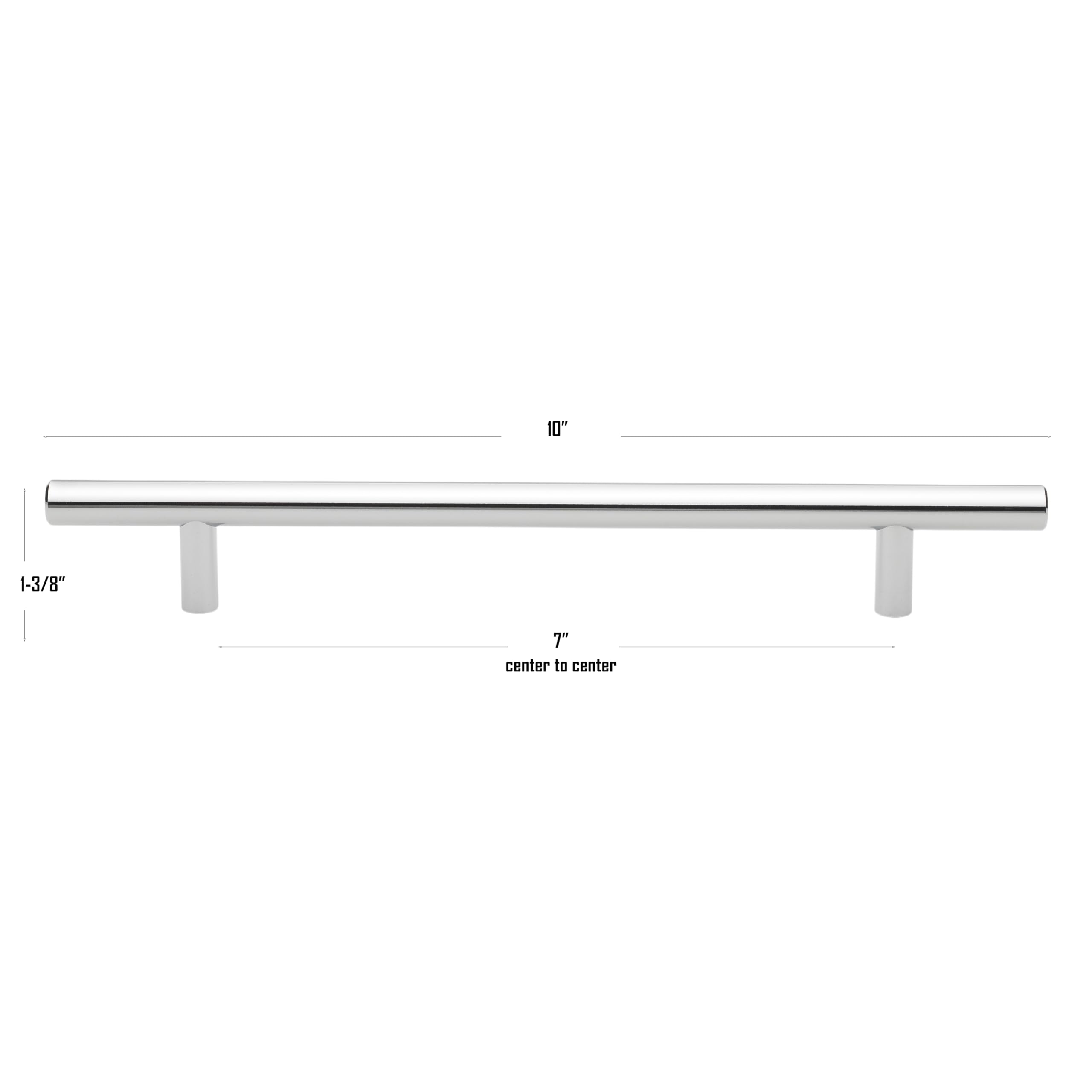 GlideRite Hardware 5004-178-PC-1 - Polished Chrome Solid Handle Bar Pull - 7" Center - 10" Long