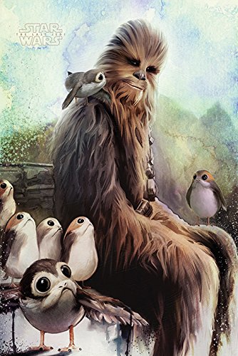 Star Wars The Last Jedi Chewbacca and Porgs Maxi Poster, Paper, Multi-Colour, 91.5 x 61 x 0.03 cm