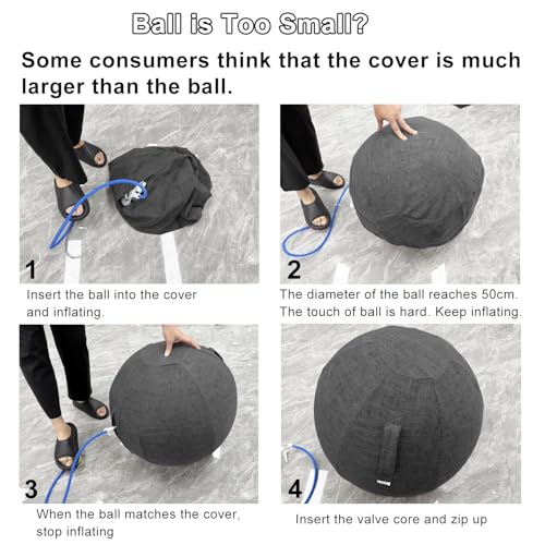 Image of Exercise Ball Chair with Fabric Cover, Standard Size (25inches /65cm), for Home Offices, Balance Training, Yoga Ball