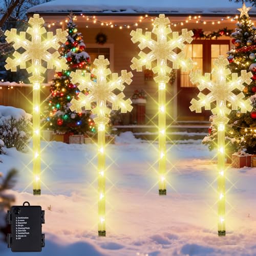 Jiahuade 4 Stück Acryl Weihnachtsbeleuchtung Außen,Weihnachtsdeko...