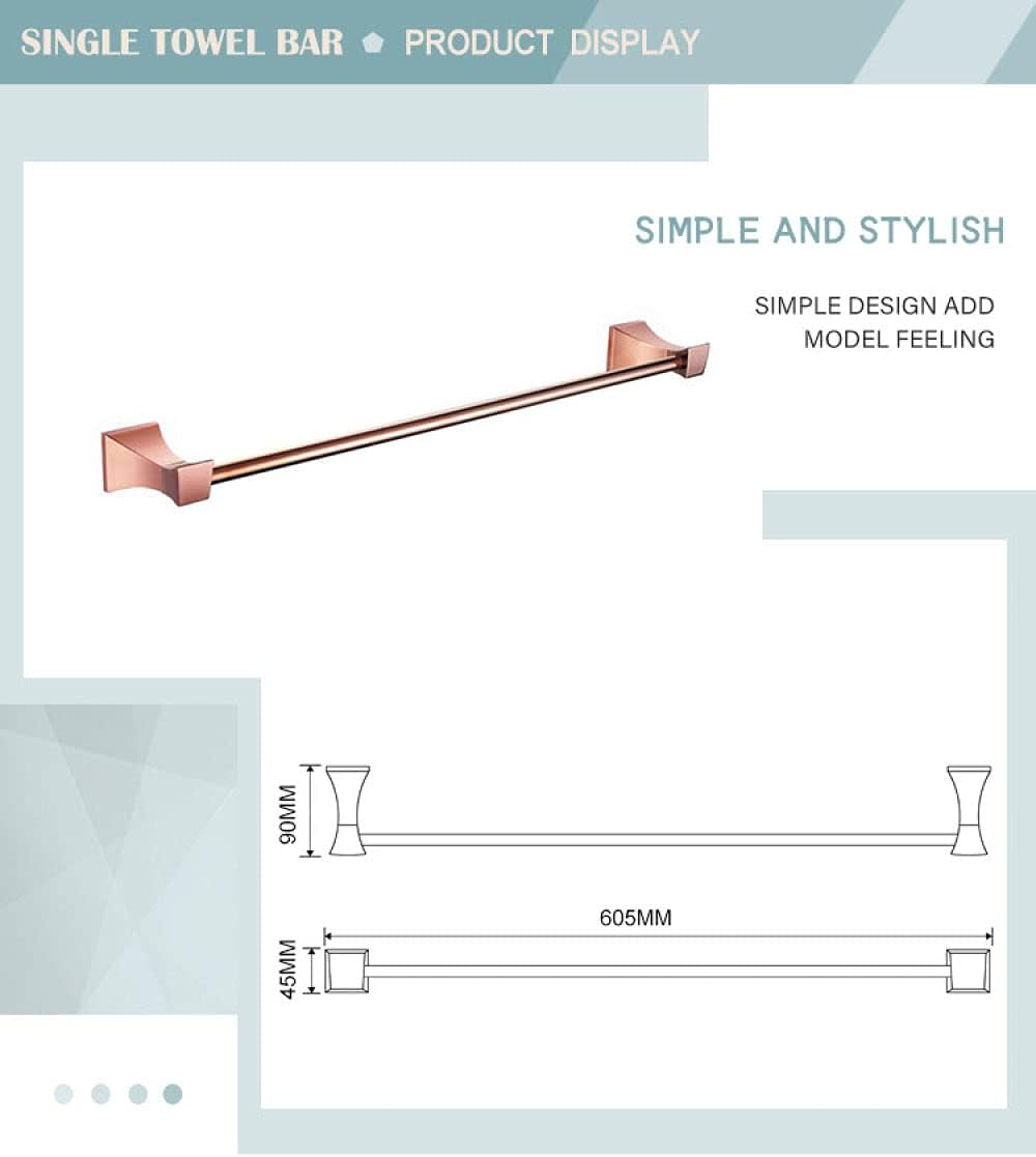 Towel Rails, Rose Wall Mounted Clothes Hook Toilet Paper Towel Rail Rack Bar Shelf Soap Toothbrush Bathroom Accessories/Sile Towel Bar/Size
