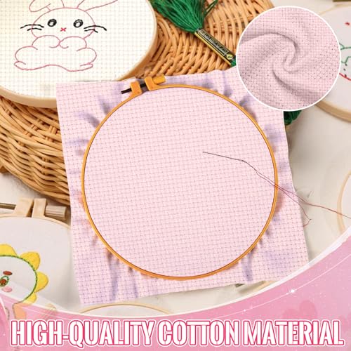 Image of 15 Sheets 15 Colors 5.9in Aida Cloth 14 Count Cross Stitch Fabric, Pre-Cut Squares Fabric for Craft Embroidery, Handmade Needlework, DIY Handicrafts (5.9x5.9 Inch)