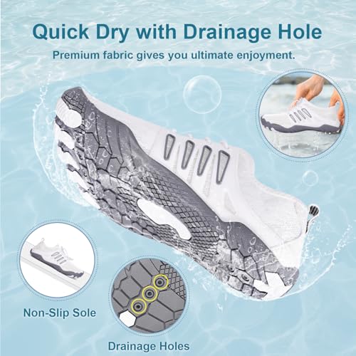 Image of Hike Barefoot Water Shoes for Women Men Footwear, Quick Dry Wide Toe Box Pro Beach Swim Athletic Sports Shoes, Non-Slip Lightweight Aqua Shoe for Pool Hiking Walking Kayaking Diving Surfing