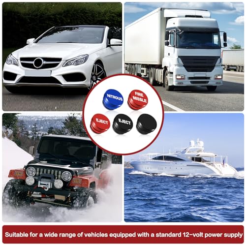 Image of Cigarette Lighter Cover 3 Pcs, Cigarette Lighter Plug Cover Dustproof Waterproof, Button Aluminum Fits Most Automotive Vehicles and Boats with Standard 12 Volt Power Source(FIRE MISSILE EJECT NITROUS)