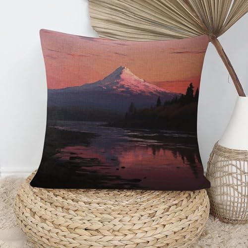 Coussin lombaire coucher de soleil : housse 50x50 cm pour sublimer votre lit ou un canapé moderne