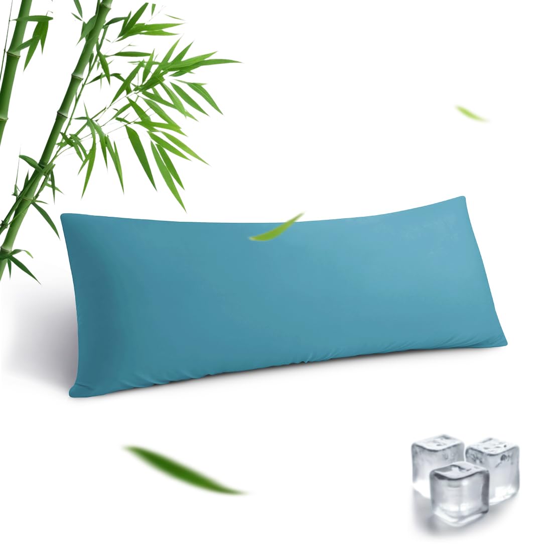 Body Pillowcase, Cooling Viscose from Bamboo Pillow Cover with Zipper Closure, Soft Moisture-Wicking for Hot Sleepers, Hair and Skin-Friendly, Blue, 1 Pack