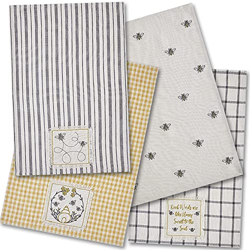 VHC-Brands-Embroidered-Bee-Decorative-Whimsy-Kitchen-Tea-Towel-4-Pack VHC Brands Embroidered Bee Decorative Whimsy Kitchen Tea Towel 4 Pack