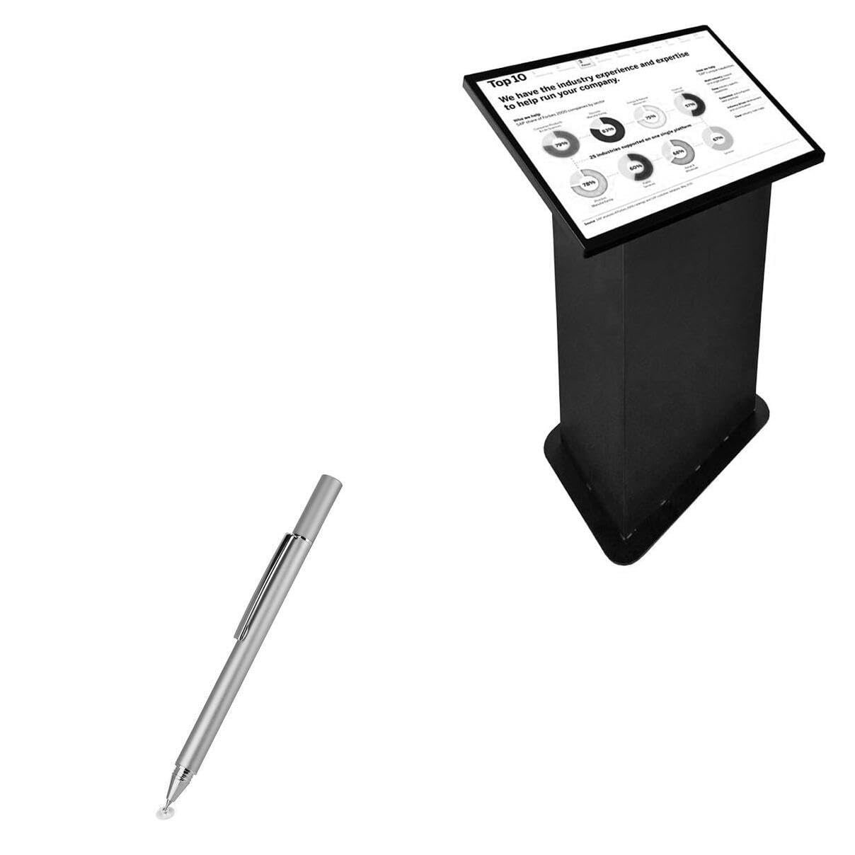 BoxWave Stylus Pen Compatible with Smart Media KIO-43L - FineTouch Capacitive Stylus, Super Precise Stylus Pen - Metallic Silver