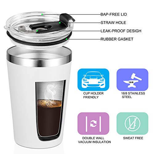 VEGOND 12oz Tumbler Stainless Steel Tumbler bulk Vacuum Insulated Double Wall Travel Tumbler with Lid and Straw Reusable Tumbler,White 12 Pack