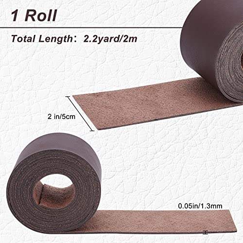 GORGECRAFT Full Grain Leather Straps 2 Inches Wide 78 Inches Long Single Sided PU Leather Strip for DIY Crafts Projects Clothing Wrapping Making Bag Strap (Dark Brown - Image 2