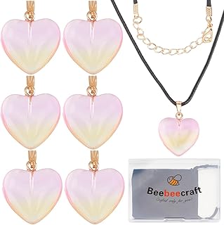 Beebeecraft 1 Caja de 15 Juegos de Gargantilla de Corazón Hinchado Colgante de Corazón de San Valentín Pequeño Colgante de Cristal con Cordón Negro Grueso Y2K Colgante de Color Amarillo Champán de