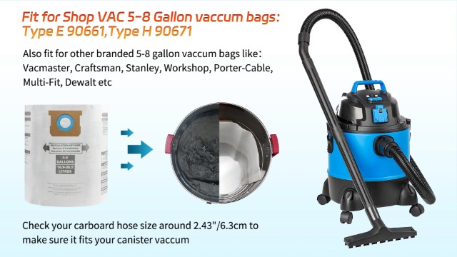 Image of 3 Pack Shop Vac 5-8 Gallon Filter Bags, ALYYDBG Type E - 90661 906-61 9066100 9066133; Type H 90671 9067-1 9067100 9067133 Vacuum Cleaner Filter Bags