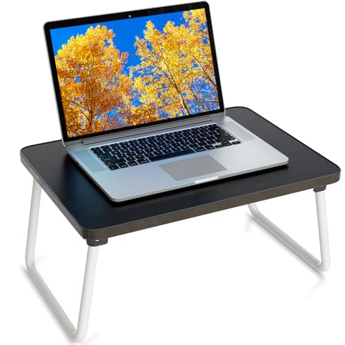 Image of Foldable Lap Desk, Laptop Stand Bed Table Tray for Couch | Portable Breakfast Serving Tray, Lightweight Mini Lap Table, Works Great as Tablet Desk for Working, Reading & Writing, Black
