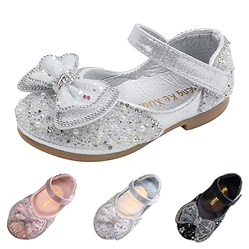 Princess Shoes for Kids Fashion Spring and Summer Sandals Dress Performance Dance Shoes Mesh Pearl Rhinestone Bow (Pink-1, 11.5 Little Child)2