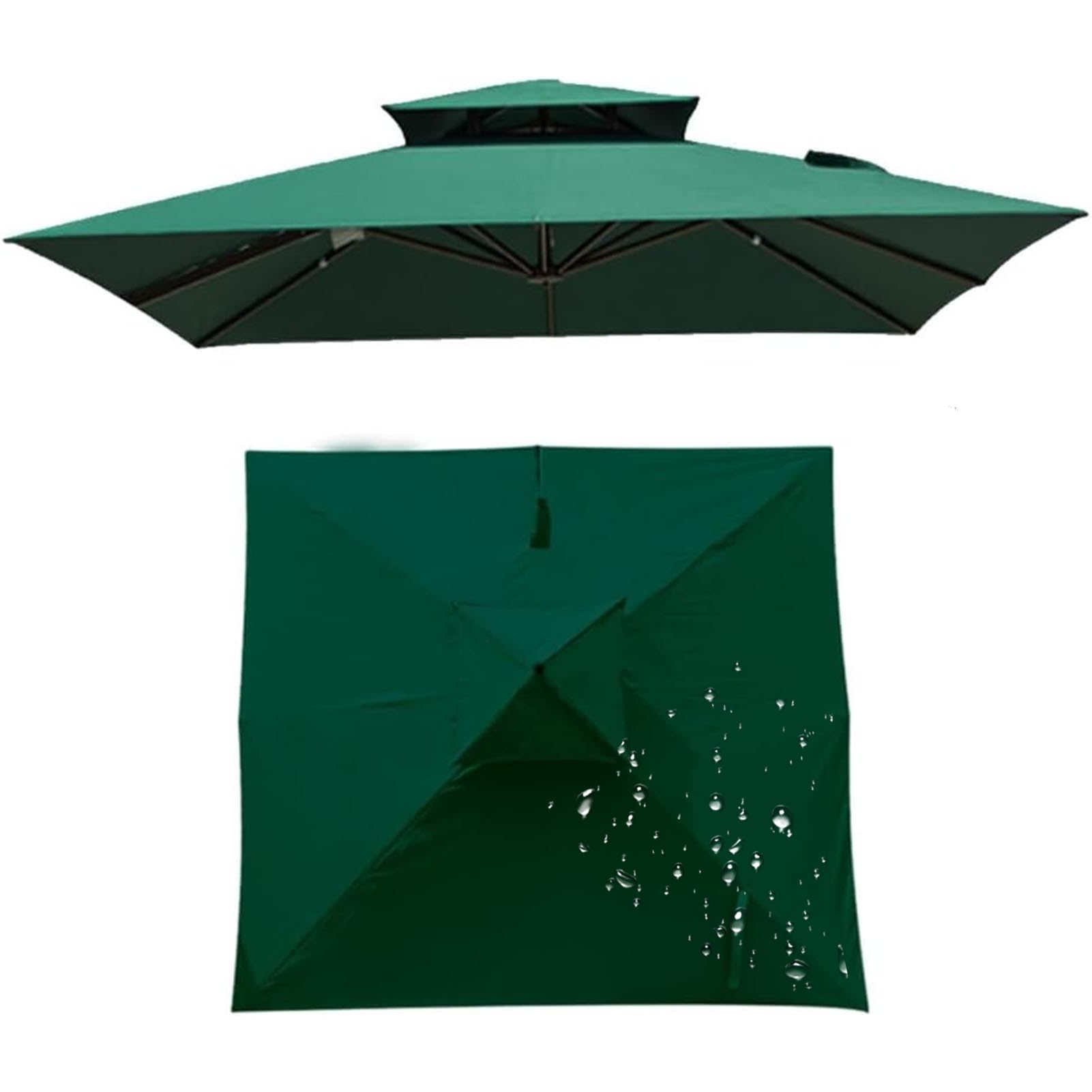 Blgvgklpnt Green 2.5X2.5m/3X3m 8 Ribs Square Patio Umbrella Replacement Canopy Hanging Offset Cantilever Outdoor Patio Umbrella Cover Canopy 8 Rib Replacement Top (Canopy Only) (,2.5×2.5M(8.2Ft×8.2))