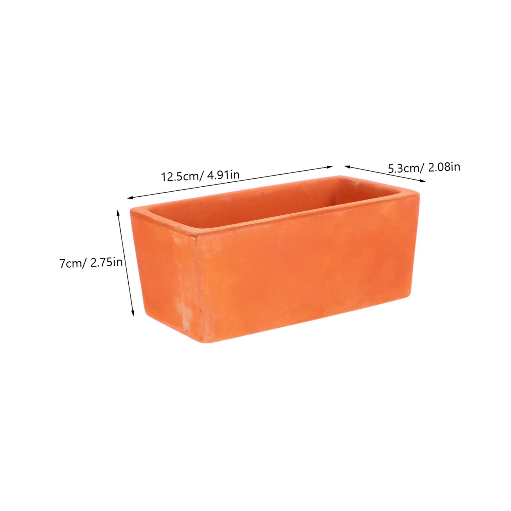 Petit Pot Rectangulaire En Terre Cuite 12,5x7x5,3 Cm - Avec Trou De Drainage - Pour Plantes D'intérieur, Bonsaï, Rebord De Fenêtre - 7