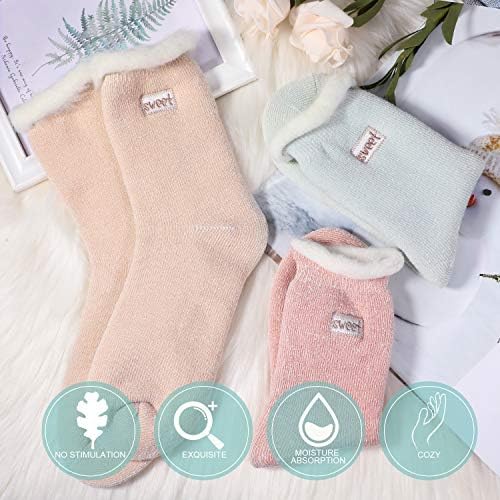 TAGVO 3 Pairs Winter Coral Fleece Slipper Socks,Warm Cosy Coral Fleece Lounge Bed Socks,Non Slip Home Socks,Girls Women Fuzzy Crew Socks,For Party Holiday Multipack Gifts,Uk 3-9