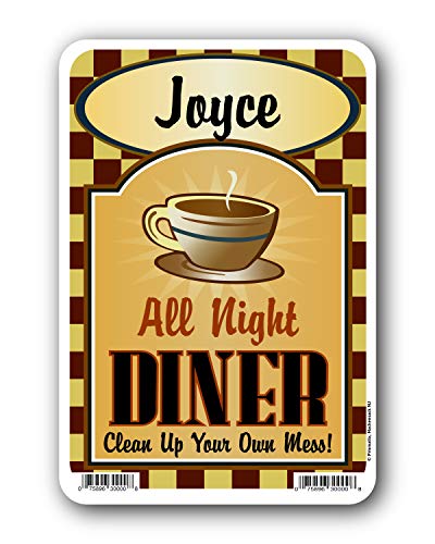 Joyce My Kitchen Diner Sign - Personalized Fun Kitchen Sign - Chef Special - Clean Up Your Mess-Novelty Sign for/Mom's Kitchen/Home/Dining Room/Door/Home Signs