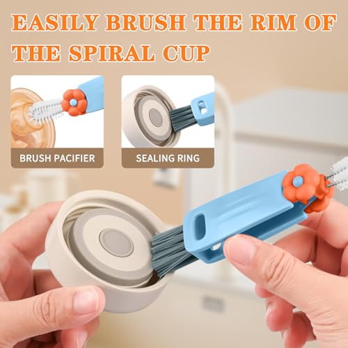Image of Wanme 3 in 1 Cup Lid Gap Cleaning Brush Set, Multifunctional Bottle Cleaning Brush, Cup Lid Gap Cleaner, Home Kitchen Crevice Brush Tools