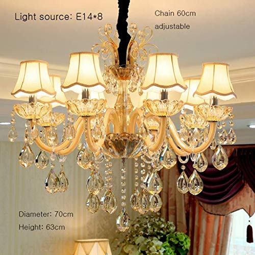 Lustre pendentif de prestige E14 : plafonnier 8 têtes pour salon chic et villa