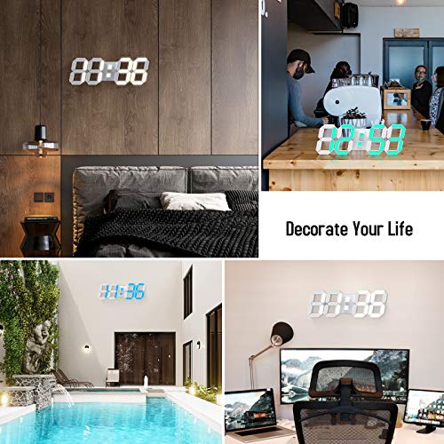 Edup Home 3D Led Wall Clock 7 Colors 15" With Remote Control,Digital Alarm Clock Adjustable Brightness Timer 12/24 Hr Time/Date/Temperature For Bedroom/ Living Room/Office #TOP4