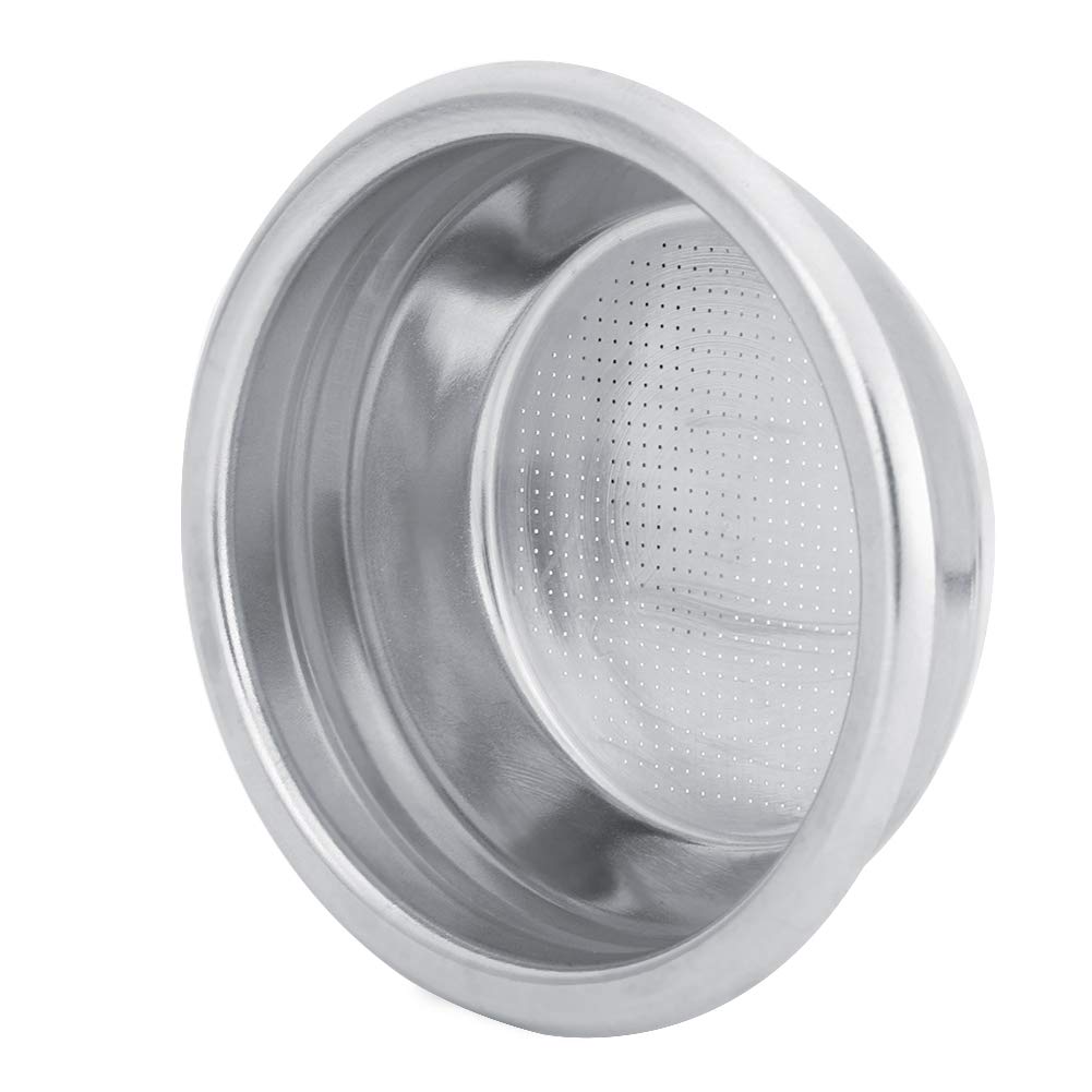 Jenngaoo Cestello Filtro da 58mm Ciotola Porosa Singola/Doppia Macchina da caffè Semiautomatica Manico Senza Fondo in Acciaio Inossidabile per Uso Domestico e Negozio di tè al Latte(Double