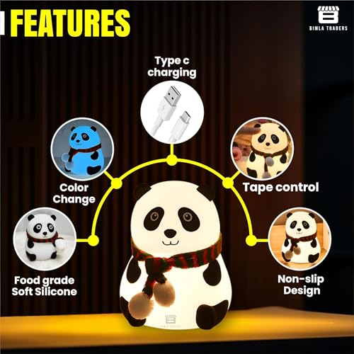 Image of Panda Night Lamp for Kids | Adorable Room Decor & Lover Gifts for Teen Girls Boys | Night Light for Cute Baby Room,Table,Beside