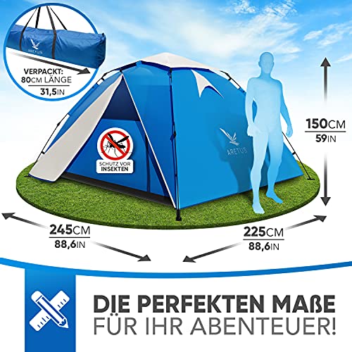 Aretus Wurfzelt für 2 bis 4 Personen Auf und Abbau in 45 Sekunden Extra Groß und Wasserdicht 5