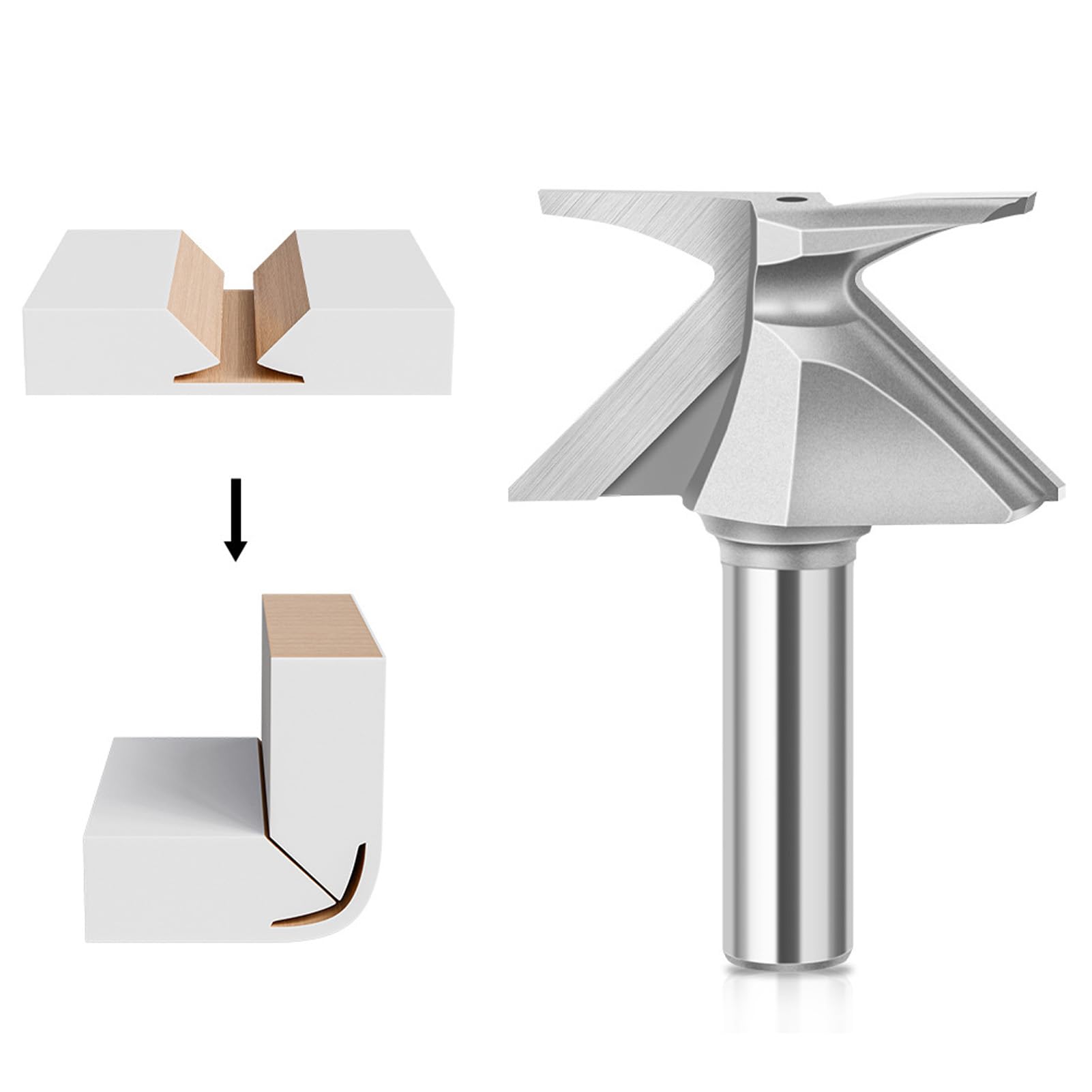 Jiawu Router Bit, 1/2 Inch Shank Arc Bending Forming Router Bit for Wooden Door Wall Cabinet, Professional Woodworking Integrated Milling Cutter, Tongue and Groove Router Bit