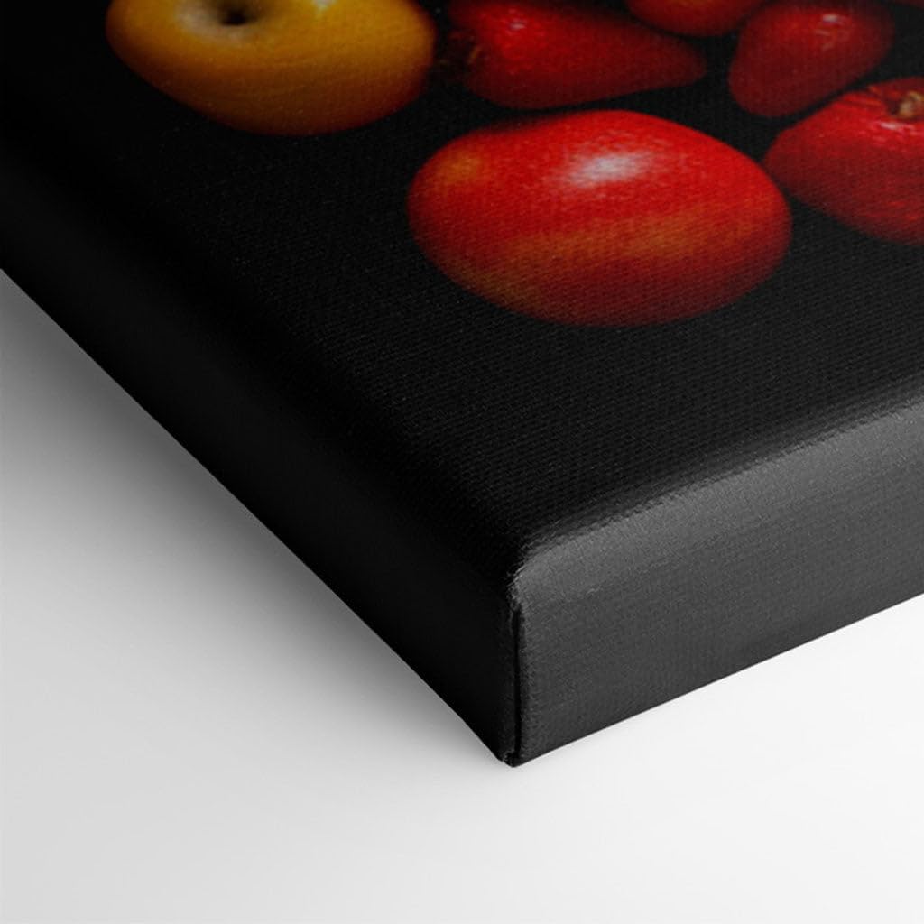 Canvas for Living room. Feast Your Eyes on Nature's Palette: A Rainbow of Fruits and Vegetables Against Midnight Black, 27 x 18 inch Canvas Wall Art - Contemporary Masterpieces - Modern Home Decor