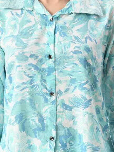 Image of Neysa Floral Print Cord Set (Shirt & Bottom Set) for Girls & Women | Women Flower Print Set | Women Printed Palazzo Set | Women Shirt Set | Women Cord Set.