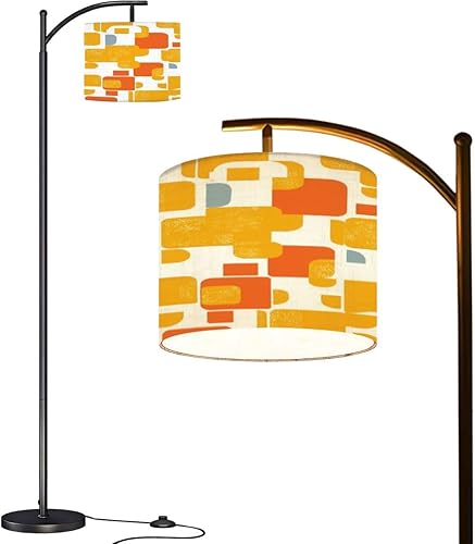 Arc Floor Lamp Abstract made simple geometric shapes Mid century modern inspired Tall Standing Lamp Modern Dimmable with Remote Adjustable Drum