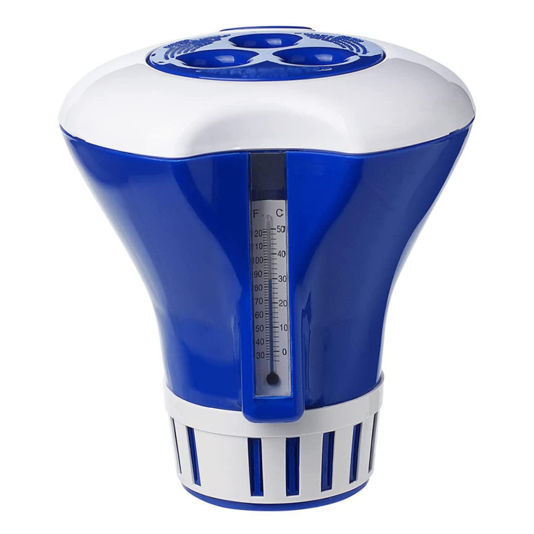 MILEVO Thermomètre à Eau Flottant Distributeur de Chlore de Piscine thermomètre dérive Support de comprimés de Brome for Spa de Natation Bain à remous