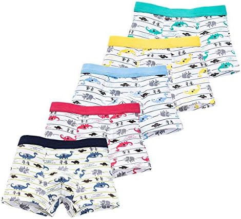 CHUNG Toddler Little boys Soft Cottonl Boxer Briefs Underwear 5 Pack Dinasaur Print 3-7Y, C18 Full, 4T