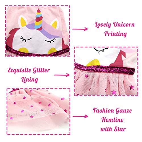 KYEESE Dog Dresses Unicorn Pink Dog Party Dress for Small Dog Sundress Dog Birthday Tutu Dress - Image 7