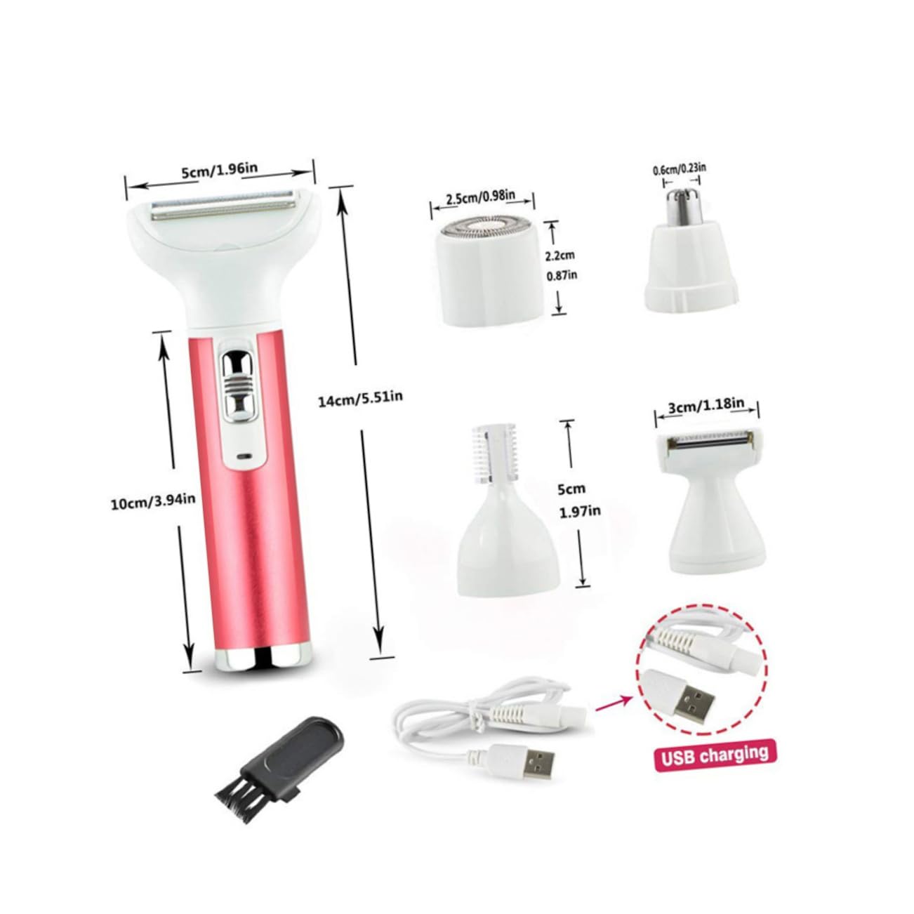 AUTSUPPL Rechargeable Hair Shaver Women Electric Razor Hair Removal Device 5-in-1 Trimmer Ideal Present