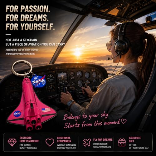 Auimce Cute Bag Charms Keychains for Backpacks Girls Women Car, NASA Space Shuttle Keychain, Small Llaveros Para Mujer Airplane Key Chain, Colorful PVC Funny Key Holder (raspberry red + warm yellow) - image 6