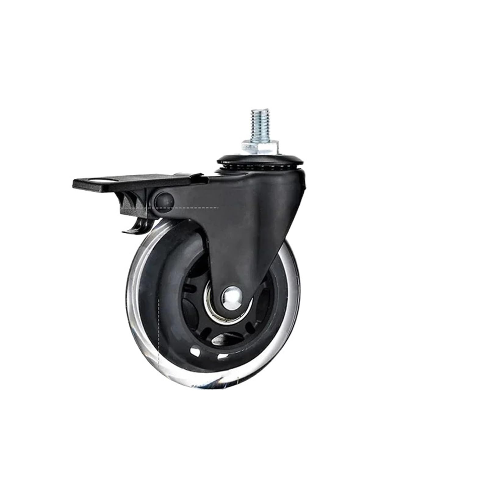 5 unids/lote electroforesis de rueda de hielo con rodillo de tornillo de 3 pulgadas | Entretenimiento M8/M10/M12 PU Equipo Scooter Universal/Brak Mute Caster(M8x15mm-Brake)