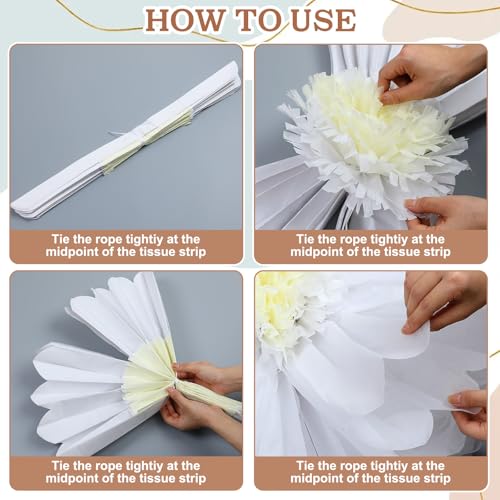 Image of Chunful 5 Pcs 30'' 24'' Gaint Boho Tissue Paper Flowers Decoration Handcrafted Large Hanging Tissue Paper Pom Poms Decor for Birthday Bachelorette Wedding Baby Shower Bridal Shower Party Decoration