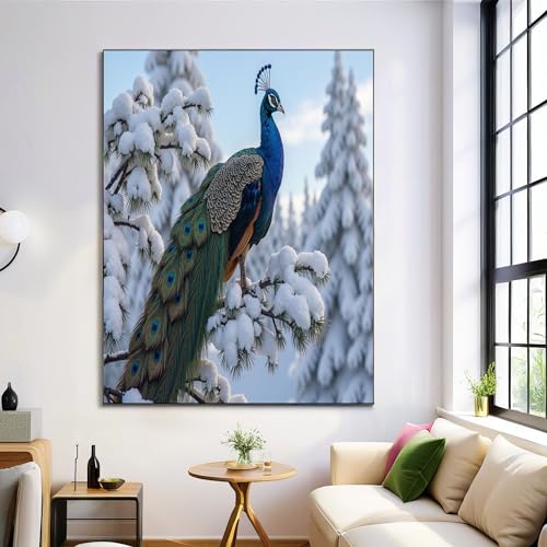 Lienzo de pavos reales 60x90cm para renovar paredes vacías con estilo natural 2